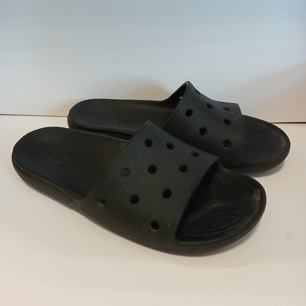 Crocs Iconic Comfort Black Rubber Slides Sandals Unisex Men's 10 Slip On
